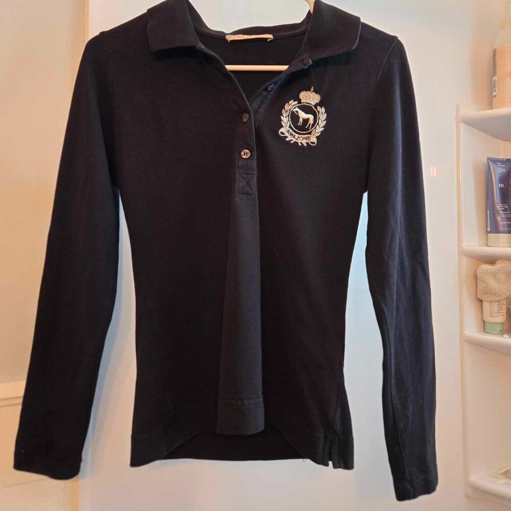 Ladies long sleeve equestrian polo stretch fabric by Iris Bayer